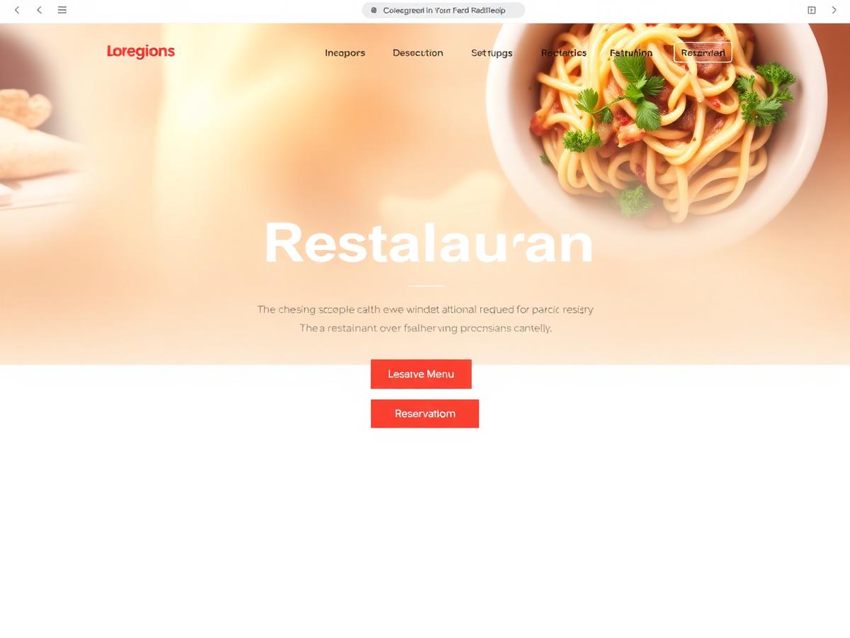 Example website design for a restaurant